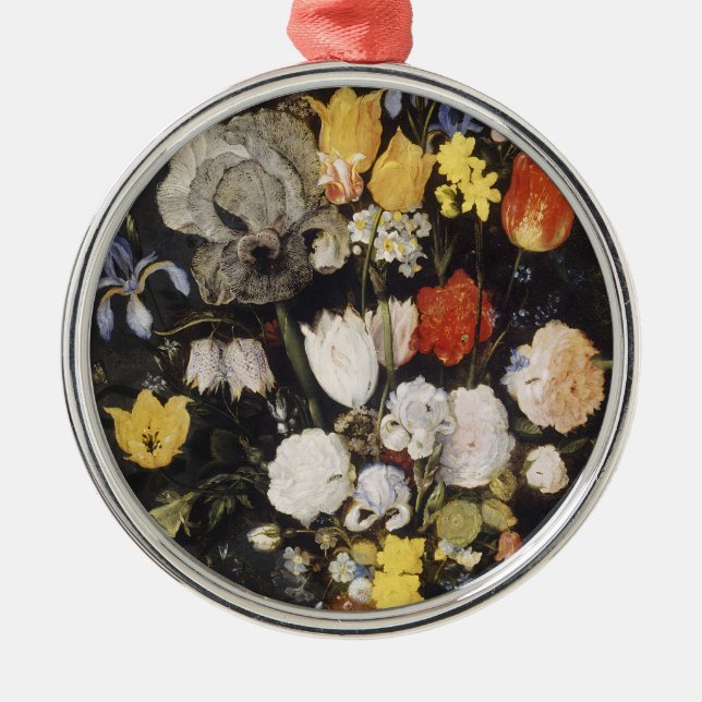 Blommor i Vas i ett jordklotet Julgransprydnad Metall (Framsidan)