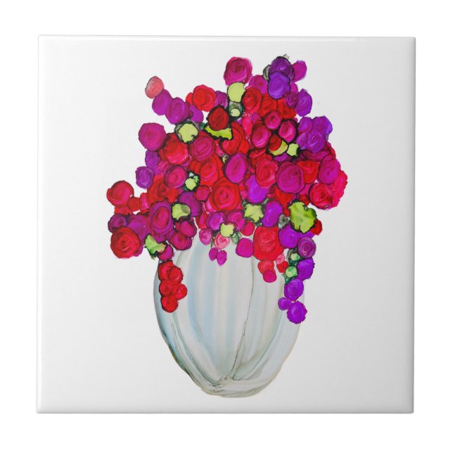 Blommor i vas kakelplatta (Framsidan)