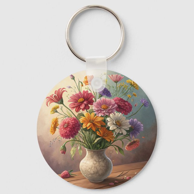 Blommor i vas nyckelring (Framsida)