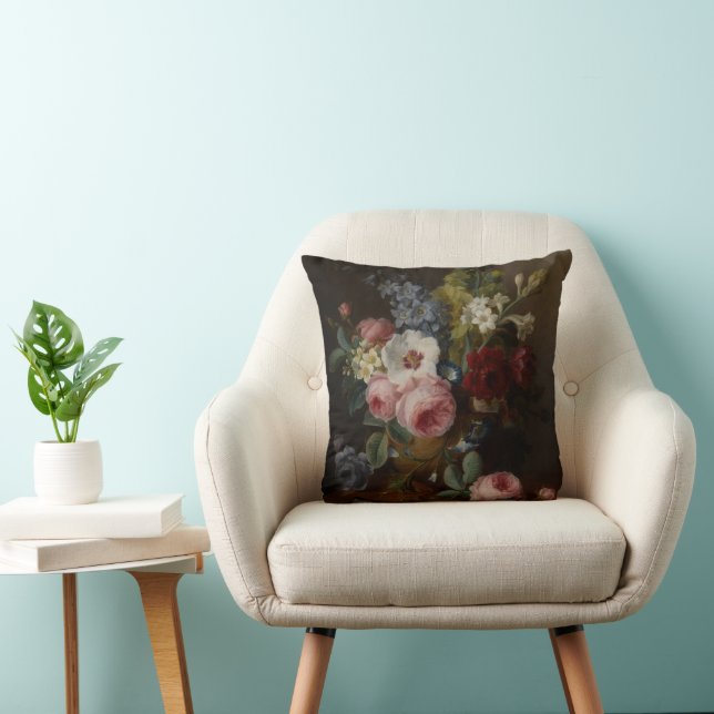 Blommor i Vas på en Marble Ledge Kudde (Stol)