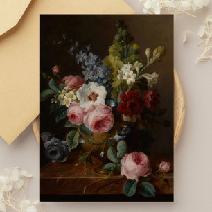 Blommor i Vas på en Marble Ledge Vykort