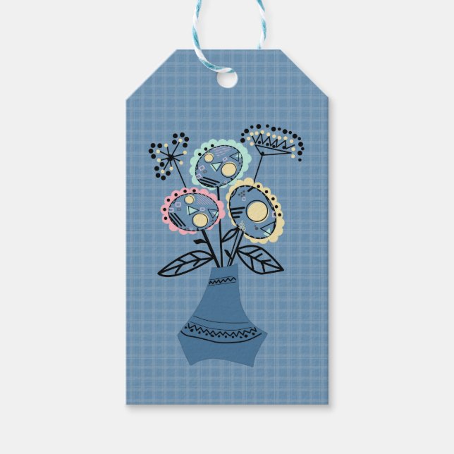 Blommor i vas presentetikett (Framsidan)