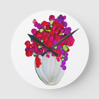 Blommor i vas rund klocka