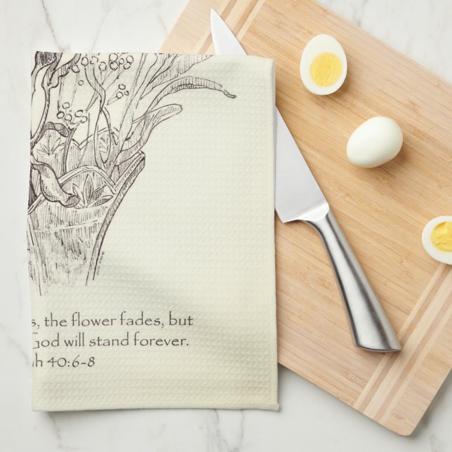 Blommor i Vas, skript, torn Kökshandduk (Vikt i Fjärdedel)