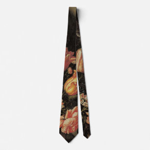 Blommor i vas, vintage barock blomstermålning i st slips