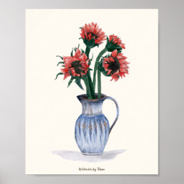 Blommor i Vas Watercolor Poster