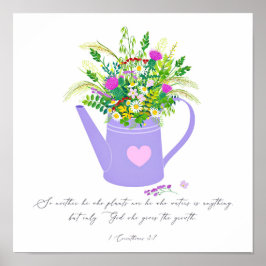 Blommor i vatten kan Gud ger tillväxten Poster