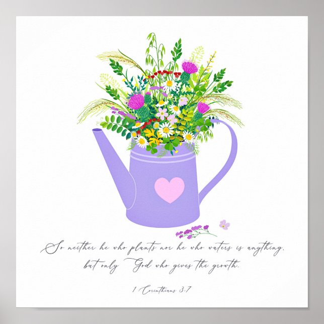 Blommor i vatten kan Gud ger tillväxten Poster (Framsidan)