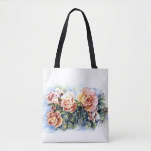 Blommor i vattenfärgen orange ro illustrationsflöd tygkasse
