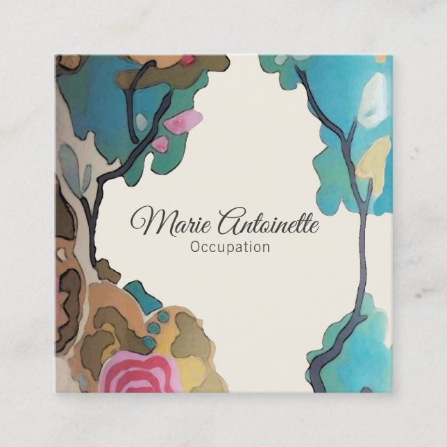 Blommor i vattenfärger PAPPRA/STORLEKA/STIL - Fyrkantigt Visitkort (Framsida)