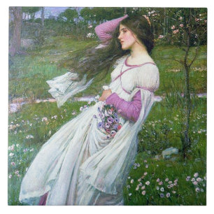 Blommor i Vinden, John William Waterhouse Kakelplatta