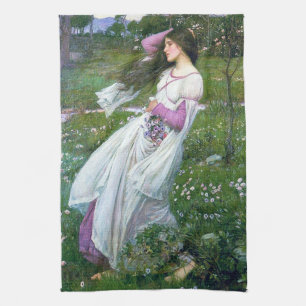 Blommor i Vinden, John William Waterhouse Kökshandduk