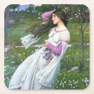 Blommor i Vinden, John William Waterhouse Underlägg Papper Kvadrat