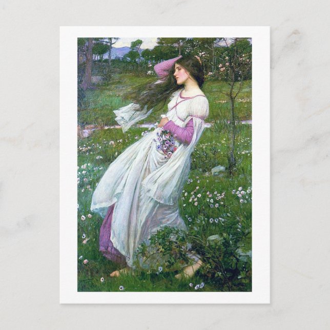 Blommor i vinden, John William Waterhouse Vykort (Framsida)