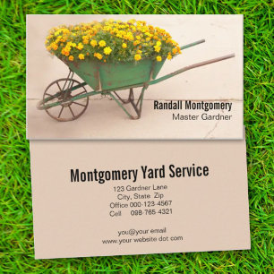 Blommor i Vintage Hjulbarrow Gardener Occupation Visitkort