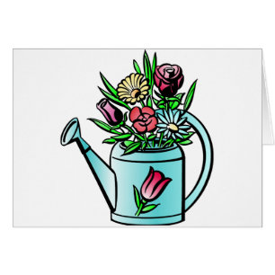 Blommor i Watering Can Hälsningskort