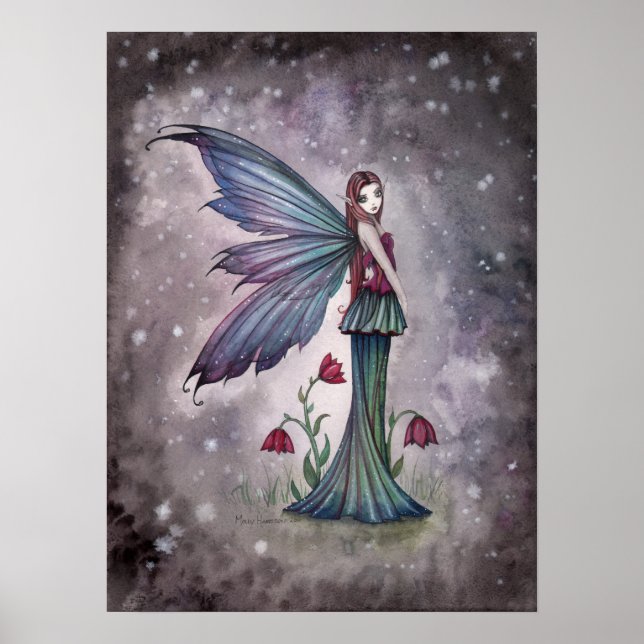 Blommor i Winter Fairy Print Poster (Framsidan)