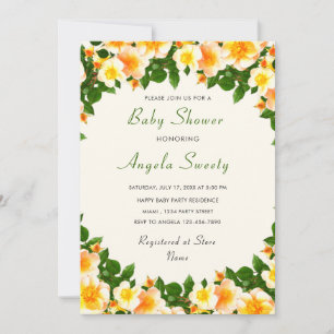 Blommor Inramad Inbjudan Till Baby Shower