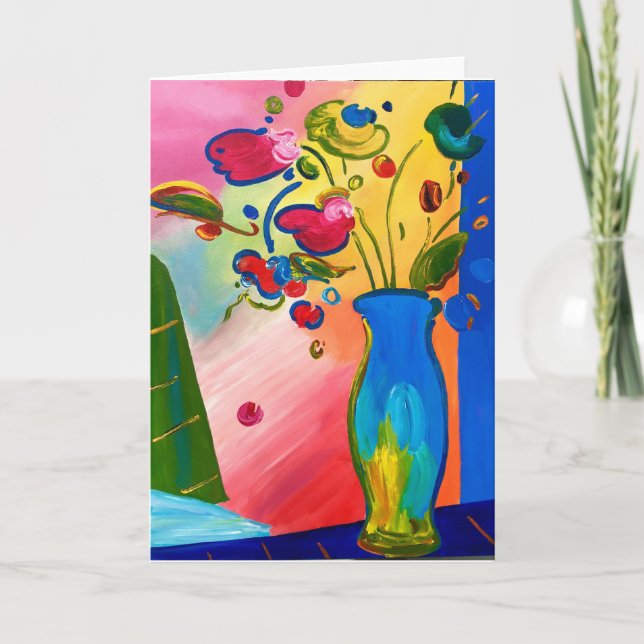 Blommor inspirerade av Peter Max Greeting Card Kort (Framsida)