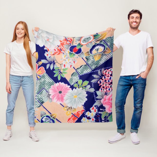 Blommor, japansk design fleecefilt (På plats)