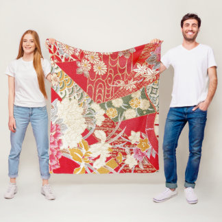 Blommor, japansk design fleecefilt