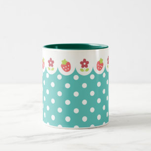 Blommor & jordgubbemugg Två-Tonad mugg