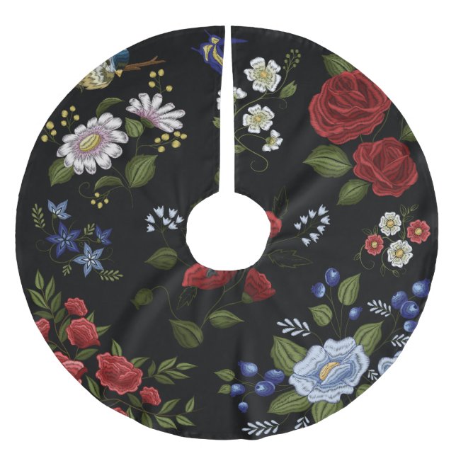 Blommor Julgransmatta Borstad Polyester (Framsidan)