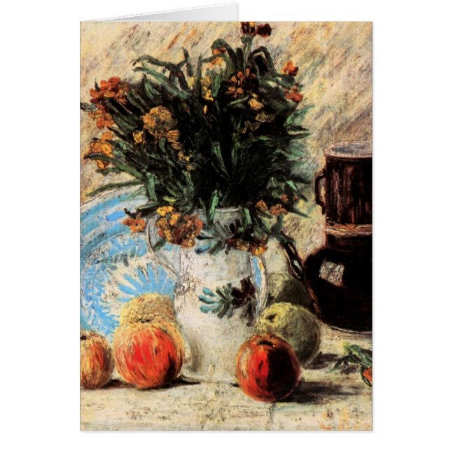 Blommor, kaffekanna och frukt av Vincent van Gogh Hälsningskort (Framsidan)