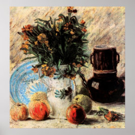 Blommor, kaffekanna och frukt av Vincent van Gogh Poster