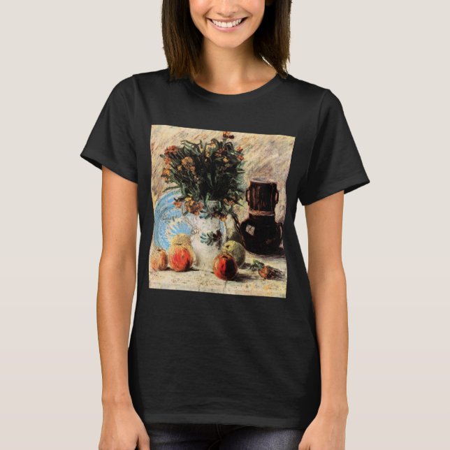 Blommor, kaffekanna och frukt av Vincent van Gogh T-shirt (Framsida)