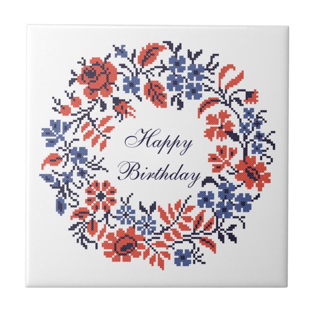 Blommor Kakelplatta (Framsidan)