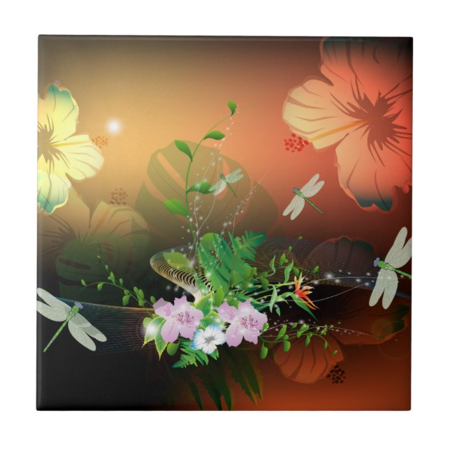 Blommor Kakelplatta (Framsidan)