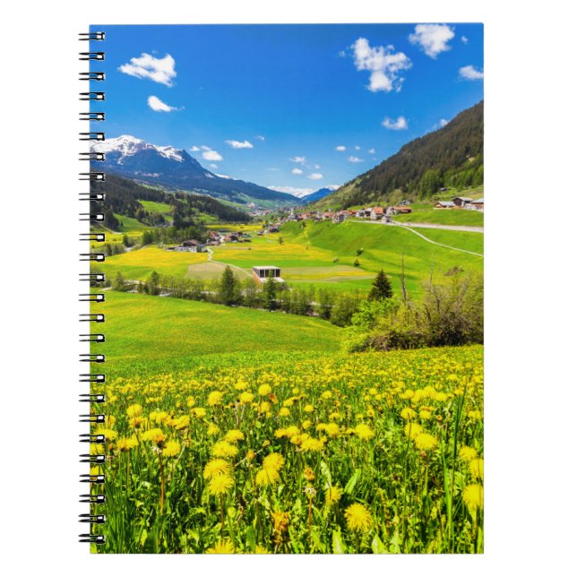 Blommor | Kantonen Grisons i Dandelion, Schweiz Anteckningsbok (Framsidan)