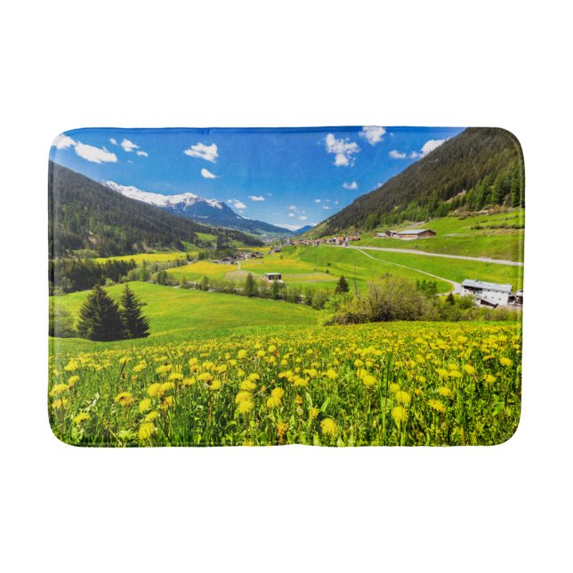 Blommor | Kantonen Grisons i Dandelion, Schweiz Badrumsmatta (Framsidan)