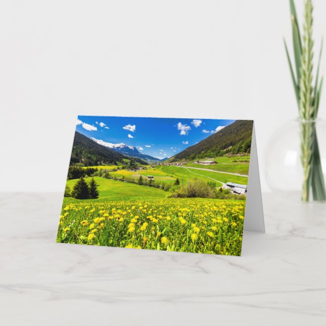 Blommor | Kantonen Grisons i Dandelion, Schweiz Kort (Framsida)