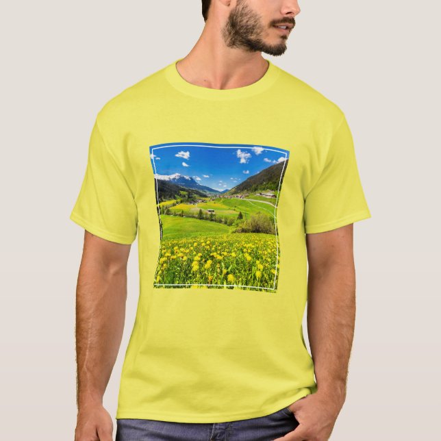 Blommor | Kantonen Grisons i Dandelion, Schweiz T Shirt (Framsida)