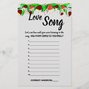 BLOMMOR KÄRLEK SÅNG SHOWER SHOWER GAME-KORT FLYER