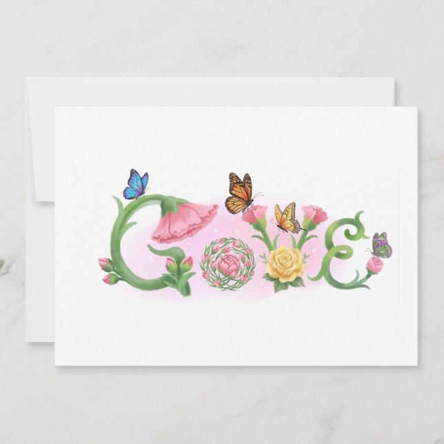 Blommor Kärlek  Tack Kort (Framsida)