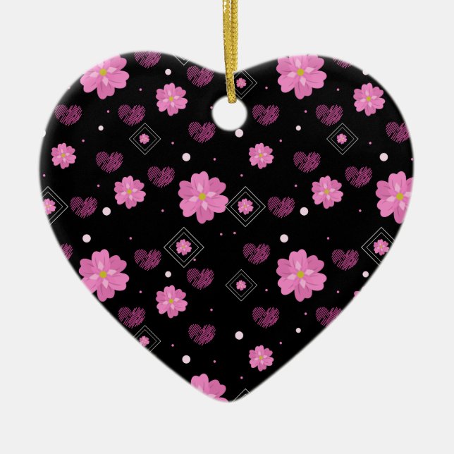 Blommor Kärlek Valentine Mönster Julgransprydnad Keramik (Framsidan)