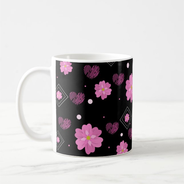 Blommor Kärlek Valentine Mönster Kaffemugg (Vänster)