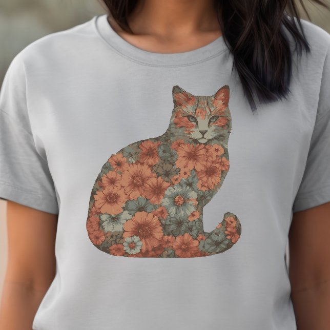 Blommor, katt, blomkål, blomkål, Blommar och katt T Shirt (Skapare uppladdad)