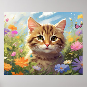 *~*  Blommor Kitty Katt 5:4  Kittel Fjäril AP68 Poster
