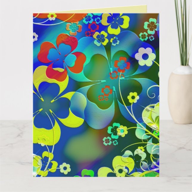 BLOMMOR KLÖVER ART BIRTHDAY BIG CARDS KORT (Framsida)