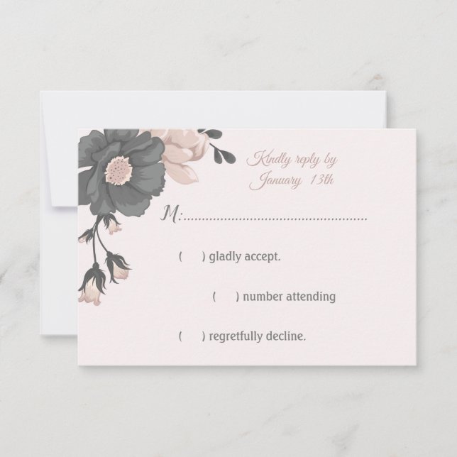 Blommor, knoppar och petaler i rosa OSA kort (Framsida)