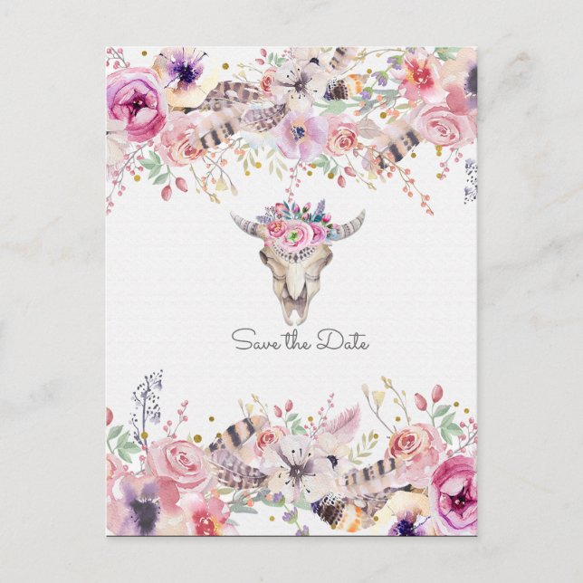 Blommor & Ko Skalle Country Rustic Spara Datum Meddelande Vykort (Framsida)