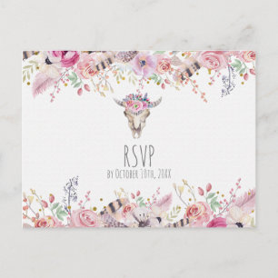 Blommor & Ko Skalle Rustik Lanthandels Boho Chic R Inbjudan Vykort