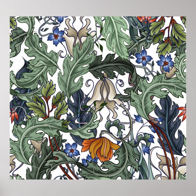 Blommor, konst deco, modern, sömlös. poster (Framsidan)