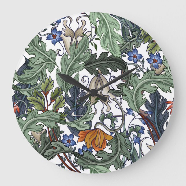 Blommor, konst deco, modern, sömlös. stor klocka (Framsida)
