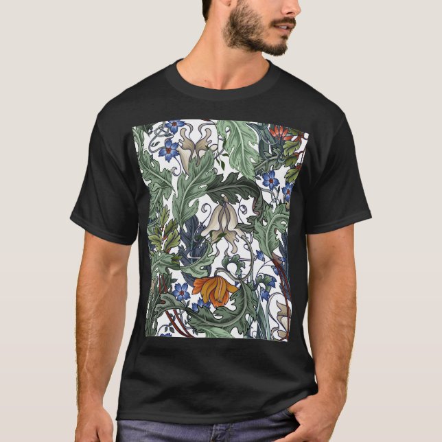 Blommor, konst deco, modern, sömlös. t shirt (Framsida)