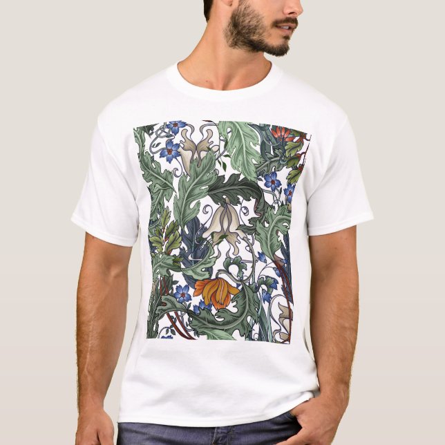 Blommor, konst deco, modern, sömlös. t shirt (Framsida)
